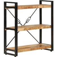 Berkfield Home 3-Tier Bookcase 77x30x80 cm Solid Wood Mango & Iron in Brown | Size: 77 x 30 x 80 cm