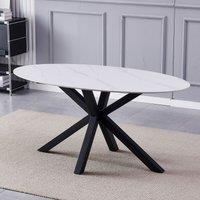 Artemis Home Firmo 160cm x 90cm White Stone Oval Dining Table | Size: 160 cm x 90 cm