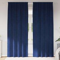 Berkfield Home Blackout Curtains with Top Tape 2 pcs Dark Blue Velvet