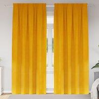 Berkfield Home Blackout Curtains with Top Tape 2 pcs Mustard Yellow Velvet