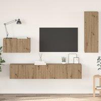 Berkfield Home Wall TV Cabinet 4 pcs Artisan oak 80 x 30 x 30 cm Medium in Brown