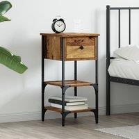 Berkfield Home Bedside Cabinet Old Wood 34x36x70 cm Engineered Wood in Brown | Size: 34 x 36 x 70 cm