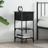 Berkfield Home Bedside Cabinet Black Oak 34x36x70 cm Engineered Wood | Size: 34 x 36 x 70 cm