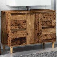 Berkfield Home Sink Cabinet Old Wood 80x33x60 cm Engineered Wood in Brown | Size: 80 x 33 x 60 cm