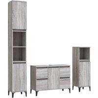 Berkfield Home 3 Piece Bathroom Furniture Set Grey Sonoma Engineered Wood