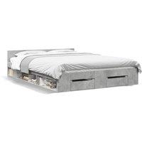 Berkfield Home Bed Frame with Drawers without Mattress Concrete Grey 140x200 cm