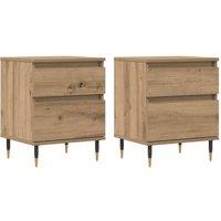 Berkfield Home Bedside Cabinets 2 pcs Artisan Oak 40x35x50 cm Engineered Wood in Brown | Size: 40 x 35 x 50 cm