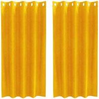 Berkfield Home Blackout Curtains with Eyelets 2 pcs Mustard Yellow Velvet