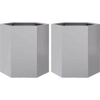 Berkfield Home Garden Planter 2 pcs Hexagon 46x40x45 cm Galvanized Steel in Silver | Size: 46 x 40 x 45 cm
