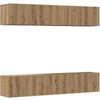 Berkfield Home Wall Mounted TV cabinets 4 pcs Artisan Oak Engineered Wood in Brown