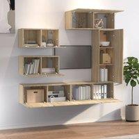 Berkfield Home Classic 6 Piece TV Cabinet Set Sonoma Oak Engineered Wood in Light Tan