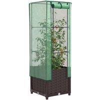 Berkfield Home Raised Bed with Greenhouse Cover Rattan Look 40x40x139 cm in Brown | Size: 40 x 40 x 139 cm