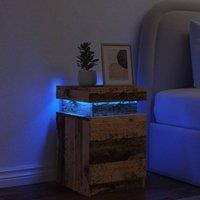 Berkfield Home Bedside Cabinet with LED Old Wood 35x39x55 cm Engineered Wood in Brown | Size: 35 x 39 x 55 cm