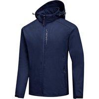 MODISHION Men's Waterproof Softshell Jacket with Hood in Navy | Size: Large