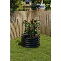 Living and Home Round Galvanized Steel Plant Raised Garden Bed in Black