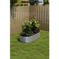 Living and Home Outdoor Galvanized Steel Raised Garden Bed in Silver | Size: Medium