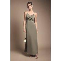 Coast Women's Wrap Waist Satin Cami Bridesmaid Dress in Olive | Size: 18