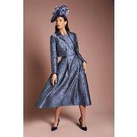 Coast Women's Lisa Tan Cropped Jacquard Jacket in Slate | Size: 12