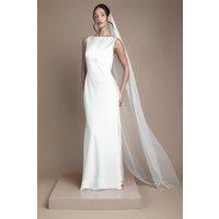 Coast Women's Satin V Back Maxi Wedding Dress with Back Sash Detail in Ivory | Size: 12