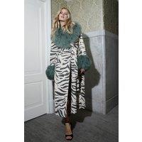 NastyGal Women's Premium Mono Zebra Real Suede Shearling Maxi Coat | Size: 8
