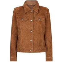 TruClothing Women's Suede Vintage Jeans Jacket Leather Biker in Tan | Size: 4XL