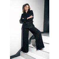Finding Friday Women's Metallic Tweed Wide Leg Trouser in Black | Size: 8