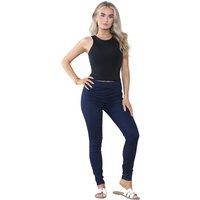 ELAINA FASHION Women's Denim Jeggings Skinny Fit with Elasticated Waist in Navy | Size: 6