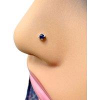 Raina Jewels Women's 18ct White Gold & Blue Sapphire Nose Stud/Pin - 0.05ct 4-Claw 2.0 mm
