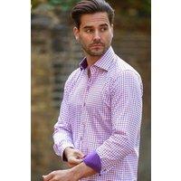 CLAUDIO LUGLI Men's RED, WHITE & PURPLE CHECK cl2544 | Size: XL