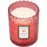 Living and Home Embossing Glass Cup Soy Wax Scented Candle in Red