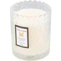 Living and Home Embossing Glass Cup Soy Wax Scented Candle in White