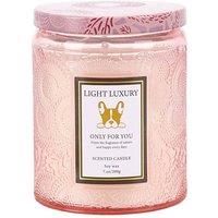 Living and Home Embossing Glass Cup Soy Wax Scented Candle with Lid in Pink