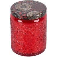 Living and Home Embossing Glass Cup Soy Wax Scented Candle with Lid in Red