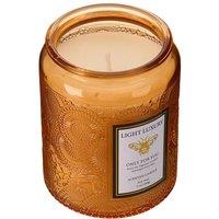 Living and Home Embossing Glass Cup Soy Wax Scented Candle with Lid in Orange