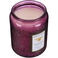 Living and Home Embossing Glass Cup Soy Wax Scented Candle with Lid in Purple
