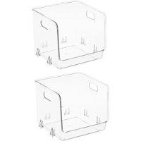 SHEONLY 2pcs Stackable Transparent Desktop Storage Boxes in Clear