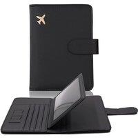 Xample Card Holder Leather RFID Wallet Passport Holder Passport Bag Travel Cover Case in Black
