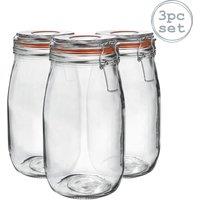 Argon Tableware Glass Storage Jars - 1.5L/50.7oz - Set of 3 in Clear