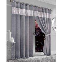 New Edge Blinds Diamante Blackout Eyelet Curtains in Black, 167cm x 228cm in Light Grey | Size: 167 cm width x 137 cm drop