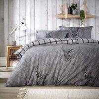 New Edge Blinds Highland Stag Duvet Set in Grey - King | Size: Single