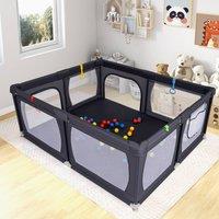 Costway Baby Playpen Toddlers Safety Play Fence Infant Activity Center w/Balls in Grey