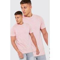 AARHON Men's Basic Crew Neck T-Shirt in Pink | Size: 2XL