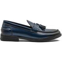 XPOSED Men's Faux Leather Retro Tassel Loafers in Navy | Size: 11.5