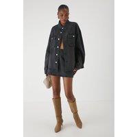 MissPap Women's Denim High Waist Mini Skirt in Washed Black | Size: 12