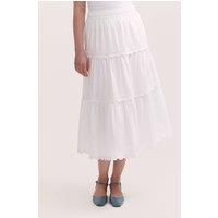 Finery London Women's Paula Cotton Tiered Midi Skirt in White | Size: 24
