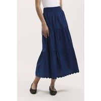 Finery London Women's Paula Cotton Tiered Midi Skirt in Royal | Size: 24