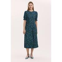 Finery London Women's Lenisha Flower Jersey Tea Dress in Dark Navy | Size: 10