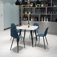 Core Products Aspen White 80cm Square Dining Table with 4 Plastic Curve Chairs - Set in Blue