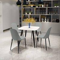 Core Products Aspen White 80cm Square Dining Table with 4 Plastic Duo Chairs - Set in Grey