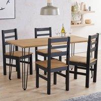 Core Products Augusta Dining Set - 150cm Pine Dining Table with 4 Black-Pine Chairs in Black